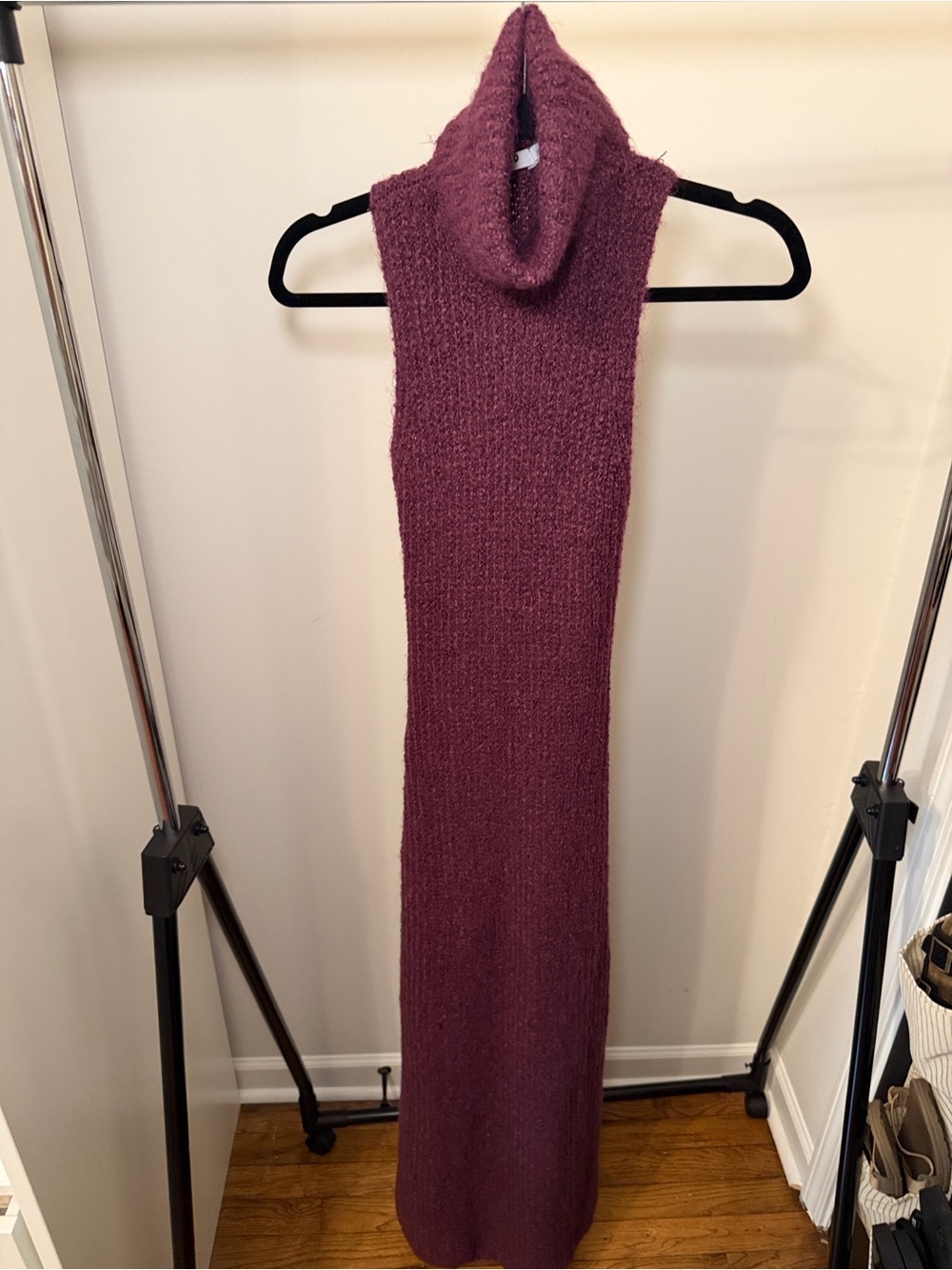Sleeveless Cowl Neck Maxi Sweater Dress - Deep Plum